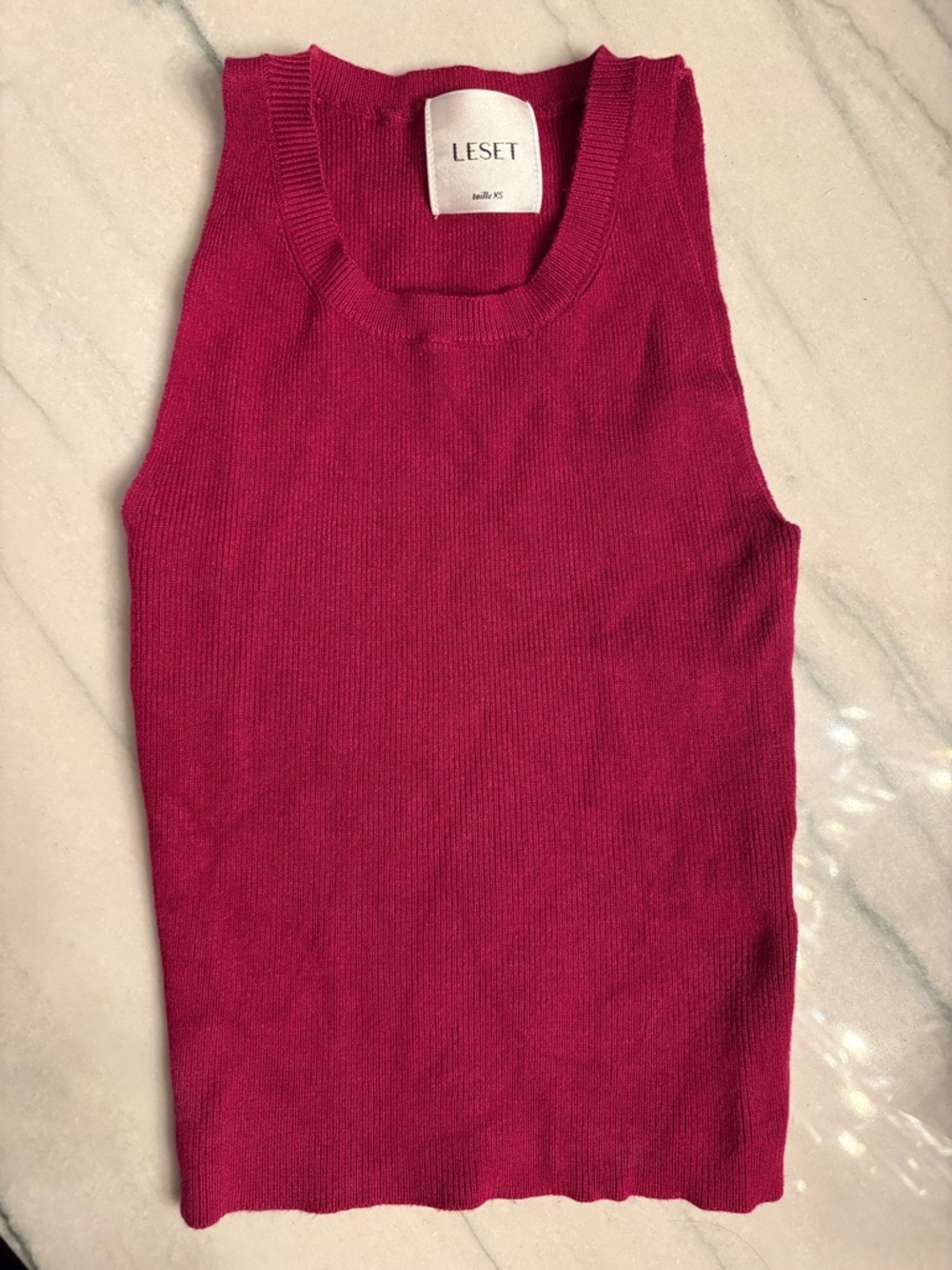 LESET Grace Cropped Magenta Tank Top